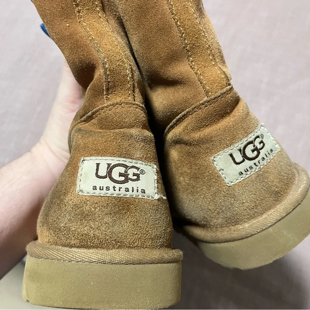 UGG Australia Tan Suede Midi Boots Shearling interior Women’s Size 5